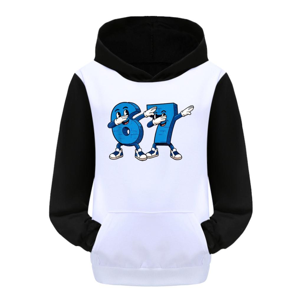 

5226 Kids Boys Girls Steal a Brainrot 67 Six Seven Printed Casual Long Sleeves Hoodies Top 140cm чорний білий колір