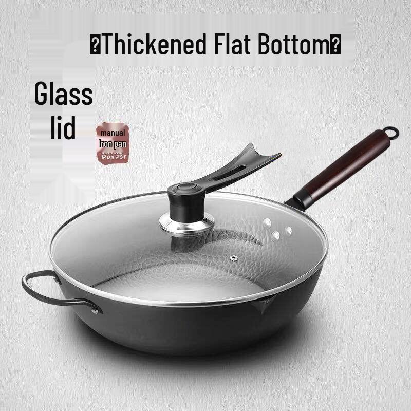 Hand-Forged Cast Iron Non-Stick Wok for Gas & Induction Stoves, Medium-High, No Coating