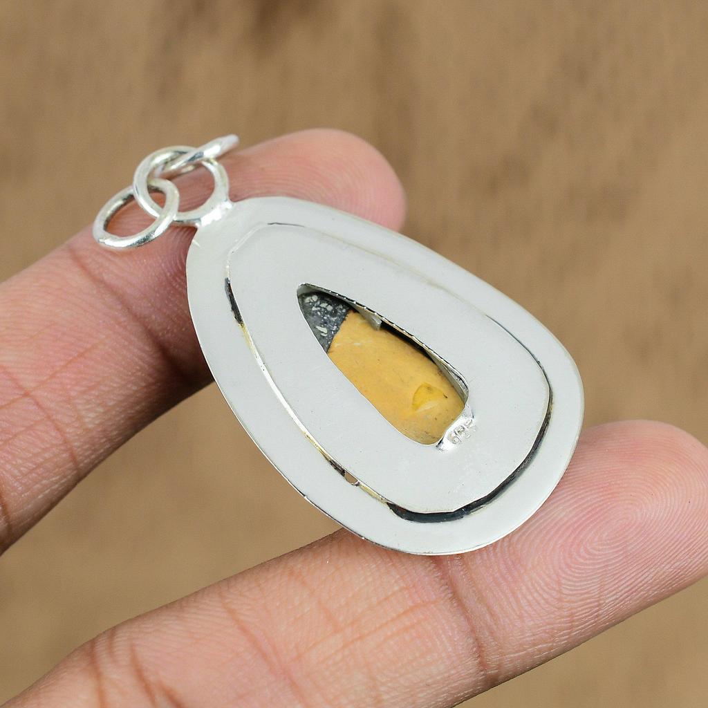 Natural Maligano Jasper Gemstone Pendant 925 Sterling Silver Jewelry For Girls