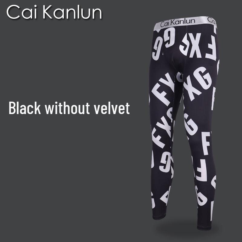 Men's Elastic Warm Base Layer Pants for Autumn & Winter - Teens & Students, Plus Velvet, Thin Style