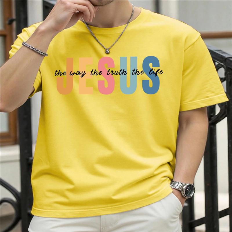 Jesus The Way Truth Life Print Unisexs TShirt Casual Short Sleeve Tee All Season Comfort Ladies Top Plussize T Shirt Daily Wear