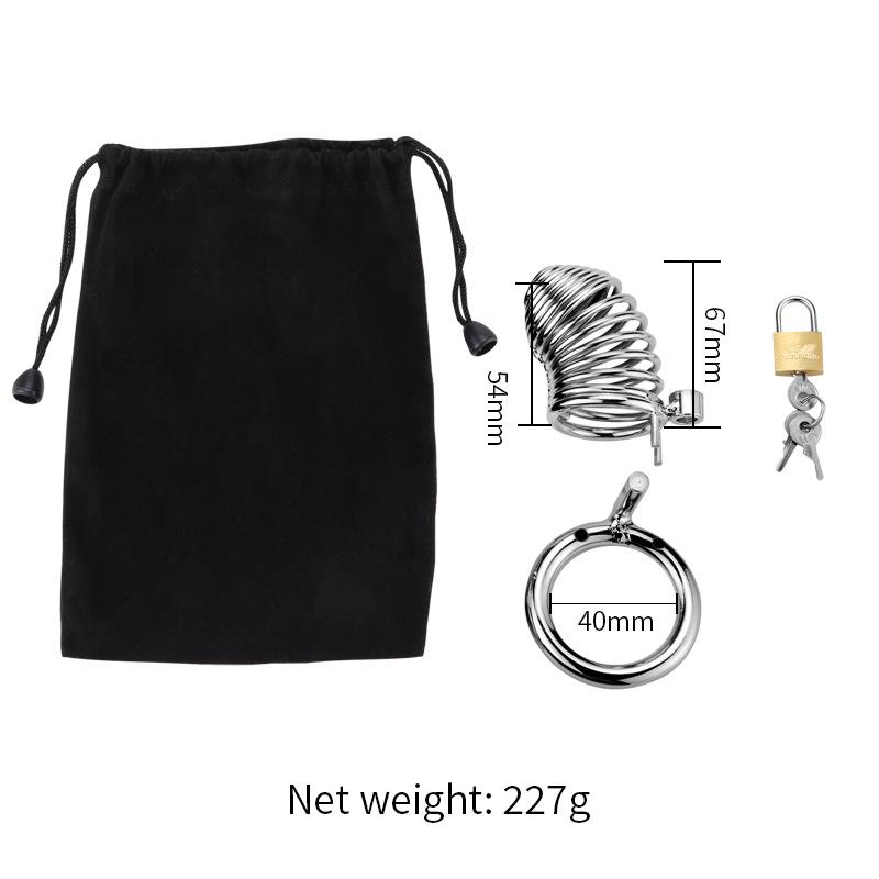 Runyu Metal Stainless Steel Chastity Lock Penis Spiral Collars Confinement Male Private Parts Confinement Restriction SM Sextoy