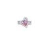 Geometric Stylish Korean Design Heart Shaped Pink Zirconia Open Ring In 925 Silver Sterling