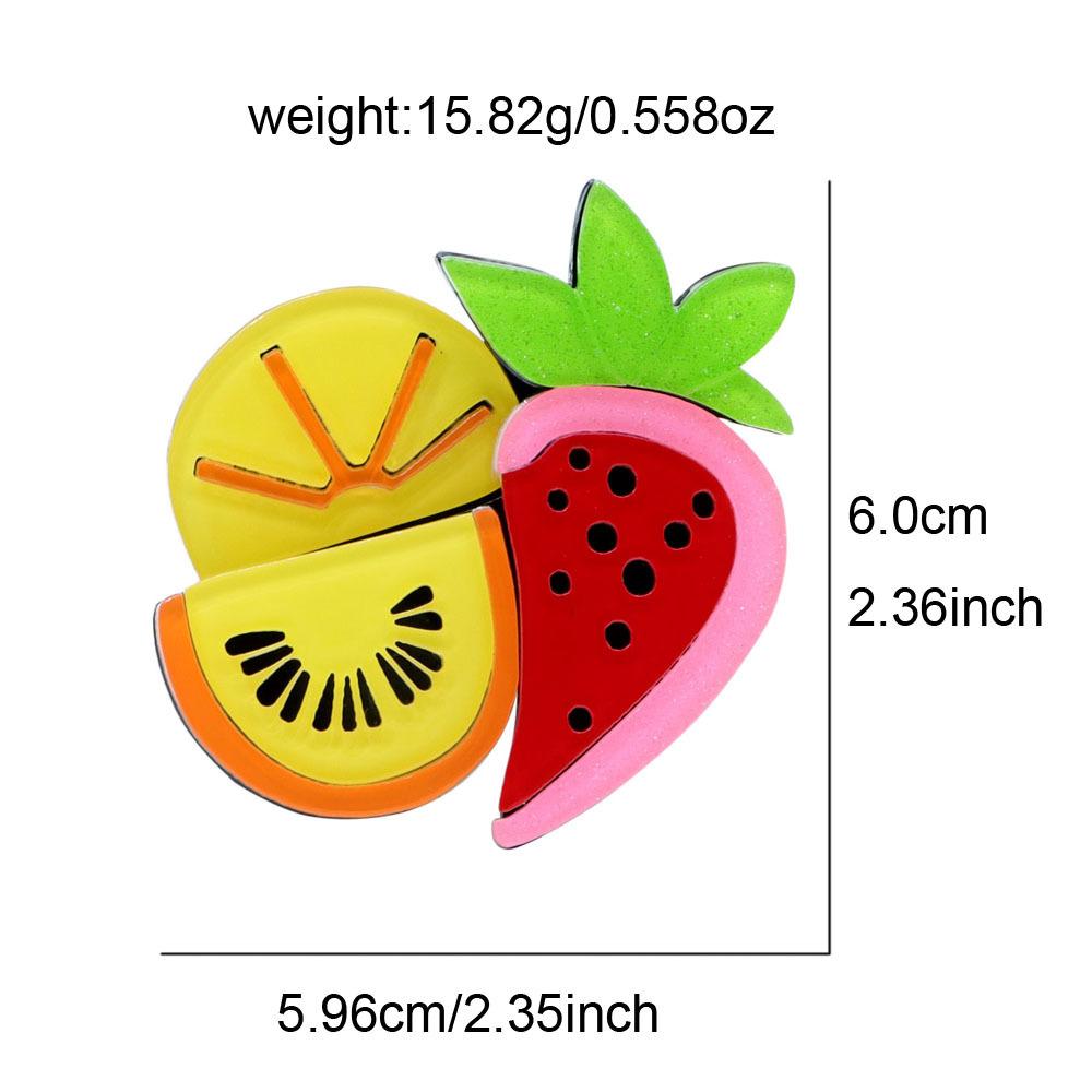 Handmade Splicing Acrylic Sheet Strawberry Lemon Fruit Brooch