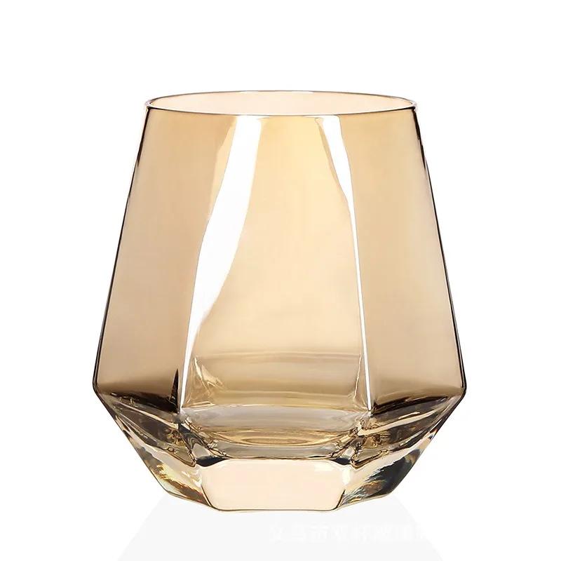 11OZ 320ml Glass Drinking Whiskey Cup Household Hexagonal Glass Diamond Shaped Geometric Juice Beer Cups Home Luxury Drinkware