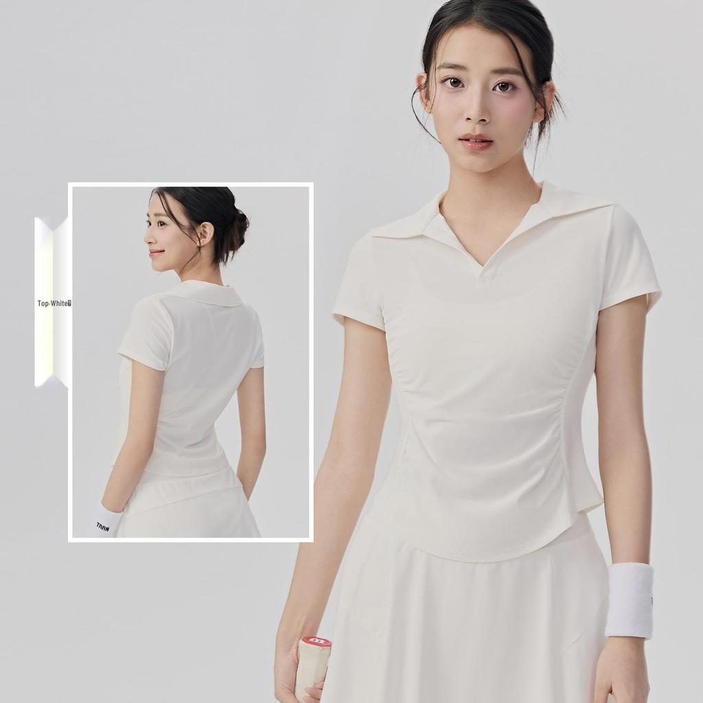 Women's Anti-Glare Tennis Skirt & Breathable Yoga Top Set: Slimming, Waist-Cinching, Casual Sportswear