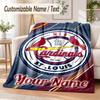 Custom Text Flannel Blanket St. Louis Cardinals Print Warm Cozy Blanket Home Sofa Bedding