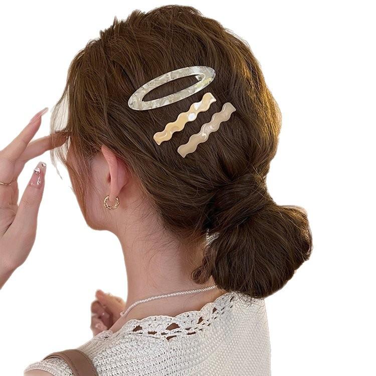 3-Piece Set, Simple Retro Acetic Acid Hairpin, Side Clip, New Broken Hair Bangs Clip, Forehead Bb Clip, Hairpin.
