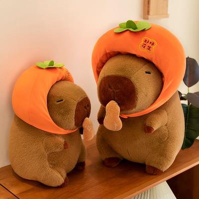 Cartoon Good Persimmon Peanut Capybar Plush Toy Stretchable Kapi Doll To Give Friends Birthday Gift
