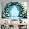 2D Light Blue Wedding Backdrop Floral Arch Ceremony Photography Background