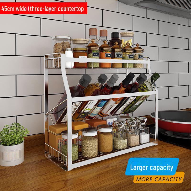 Multifunktionales Küchen-Gewürzregal und Aufbewahrungsorganisator aus Edelstahl 304
