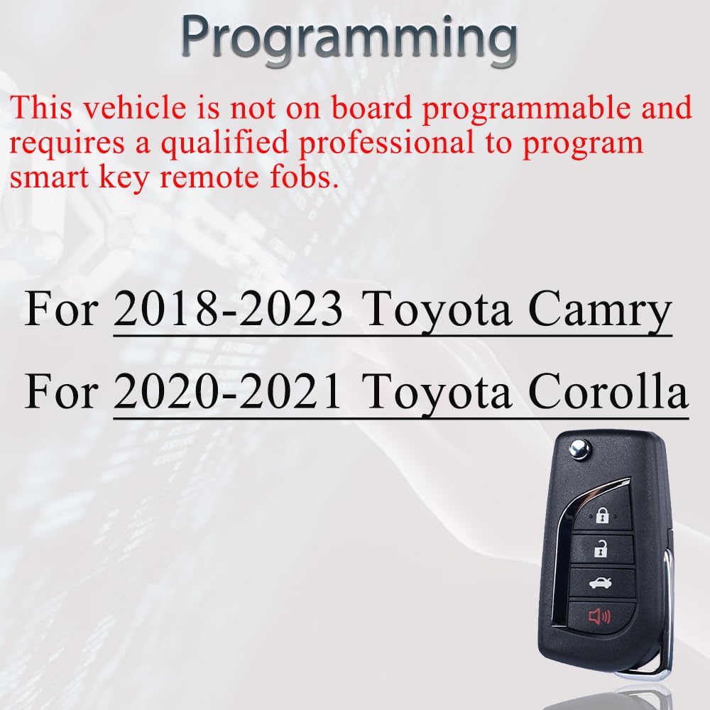 Key Fob Fits for Toyota Camry Corolla 2018    Keyless Entry Remote Control Flip Key Replacement FCC ID: HYQ12BFB P/N:89070-06790 4 Button H Chip