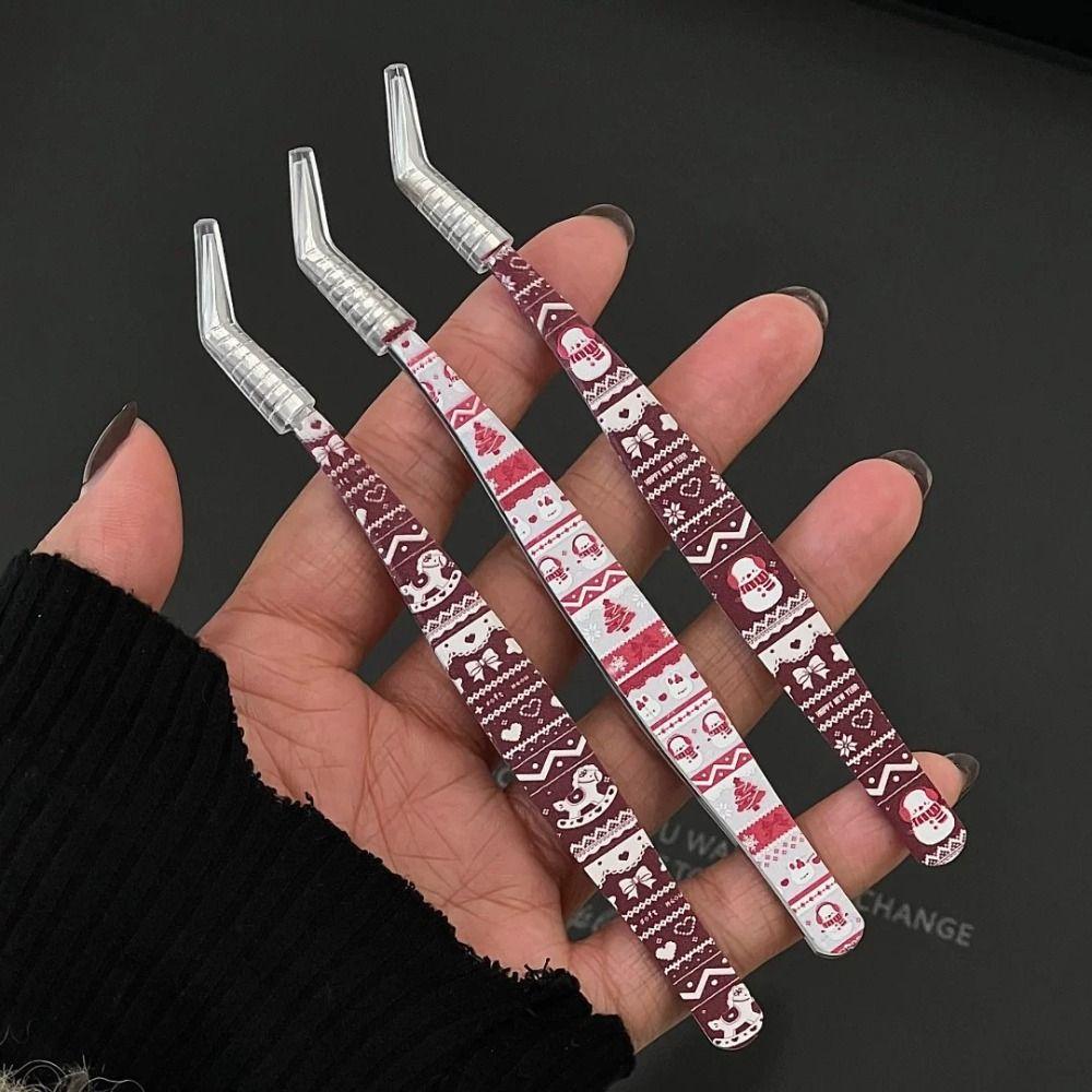 High Precision Curved Stickers Tweezers Anti-static Eyelash Curler  Miniature Scene Stickers