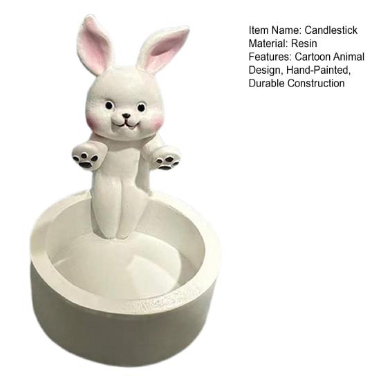 Yousheng Candle Holder Cartoon Dog Cat Design Hand-Painted Art Resin Construction Candlestick Candle Accessory