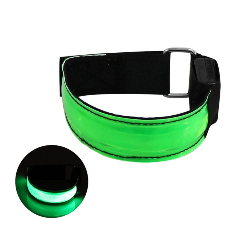 

Glowing Safety Arm Strap With Fiber Optics Lights Water Proof Armband For Outdoor Activity Night Exercise for Adult Kids зелений