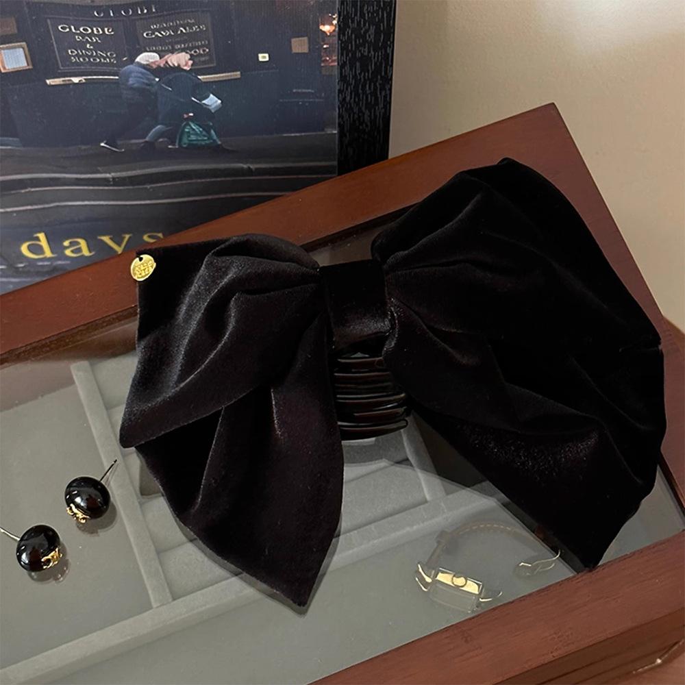 

Элегантный женский черный бархатный бант для волос краб для девочек заколки для волос для хвостика корейская леди однотонные заколки для волос винтажные аксессуары для волос Size fits all