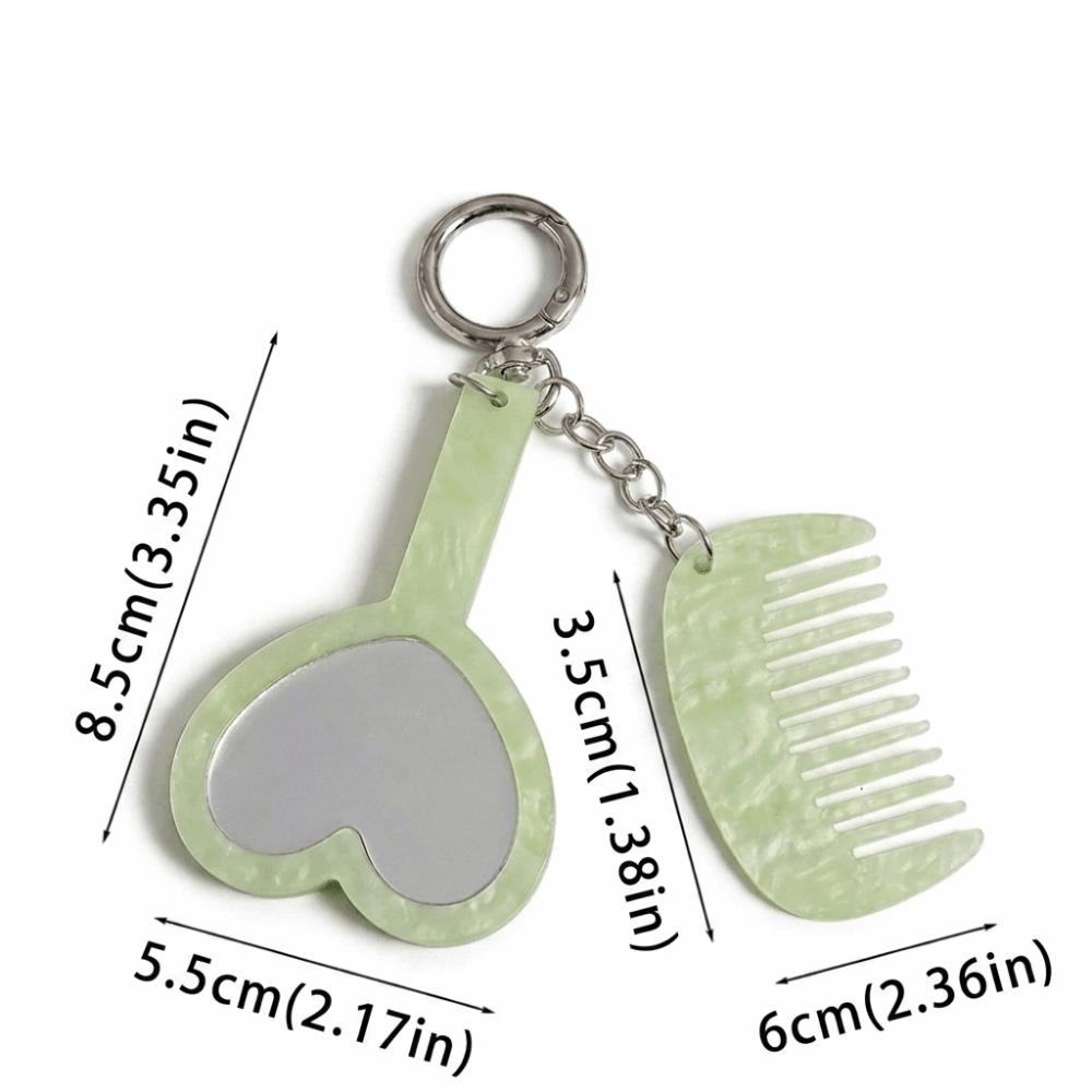 Heart Shaped Mirror Compact Grooming Set Mini Fine Tooth Comb Bag Hanging Charm  Casual Occasions