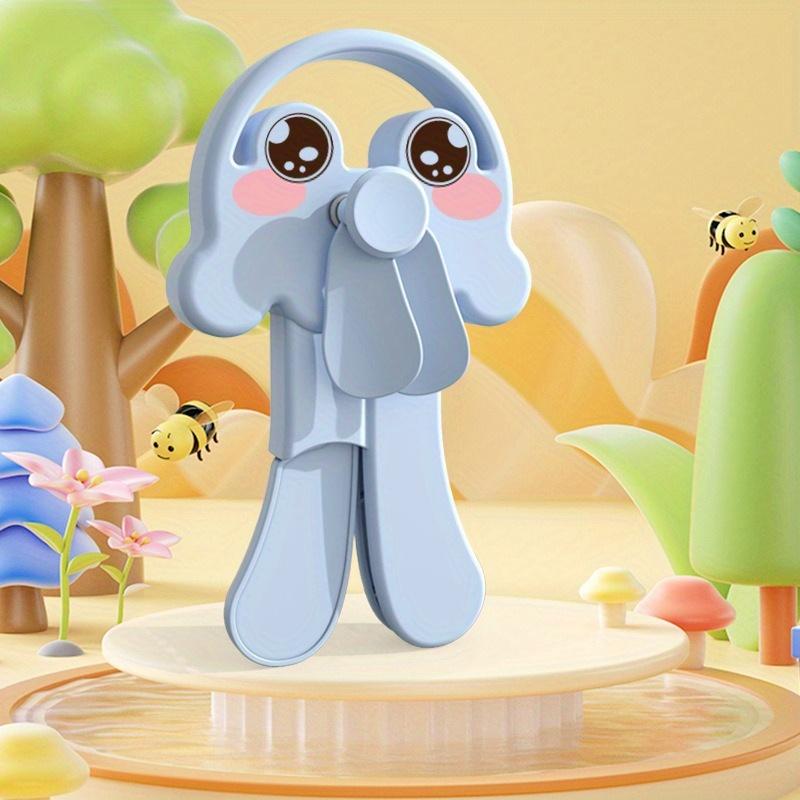3pcs Cute Cartoon Manual Press Fans,Portable Handheld Mini Fans In Pink, Blue, and White, Plastic, No Battery Required, Ideal for Summer, Manual Fan
