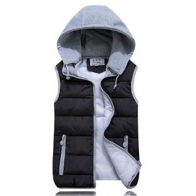 WoMale Jacket Down Cotton Cardigan Vest Large Size Hooded Fashion Solid Color Cotton Tops