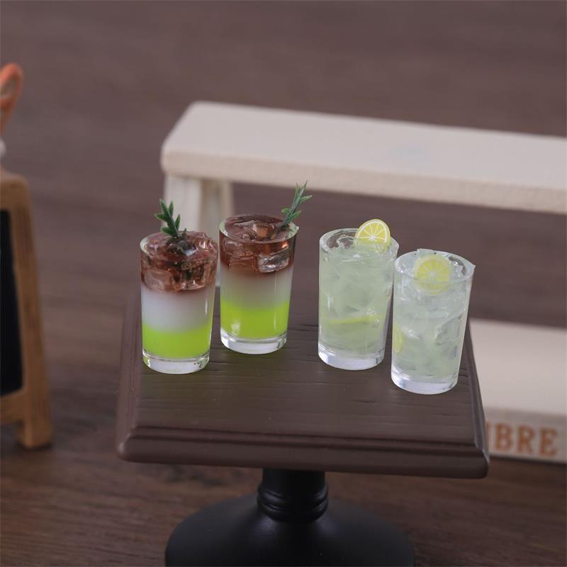 2 Pcs/Bag Miniature Toy Ice Drinks Micro Landscape Ornaments Dollhouse Toys Accessories Doll House Kitchen Decoration Kids Gifts