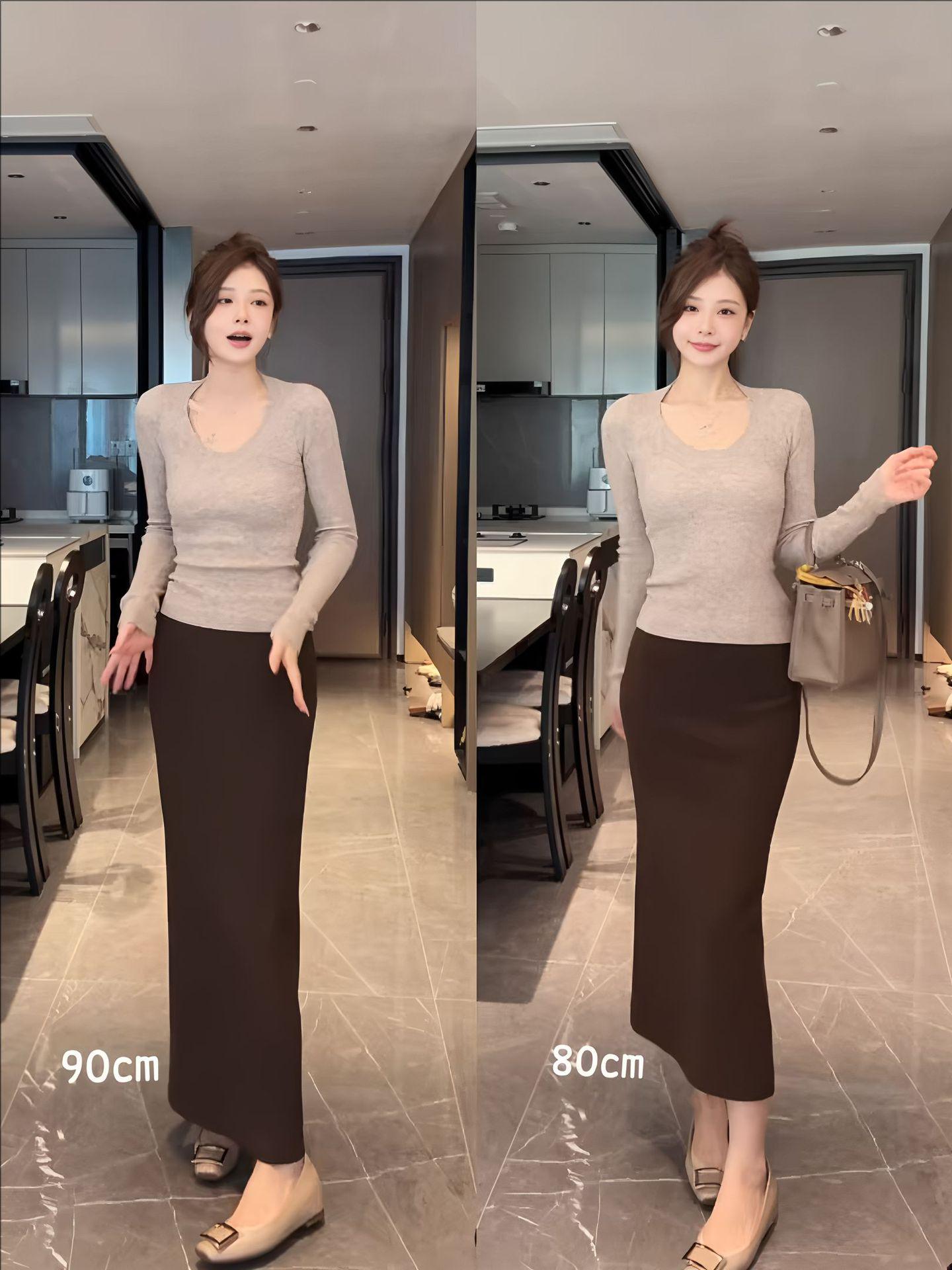 

Gaozhi High-Waisted Slimming Midi Skirt 2025 L