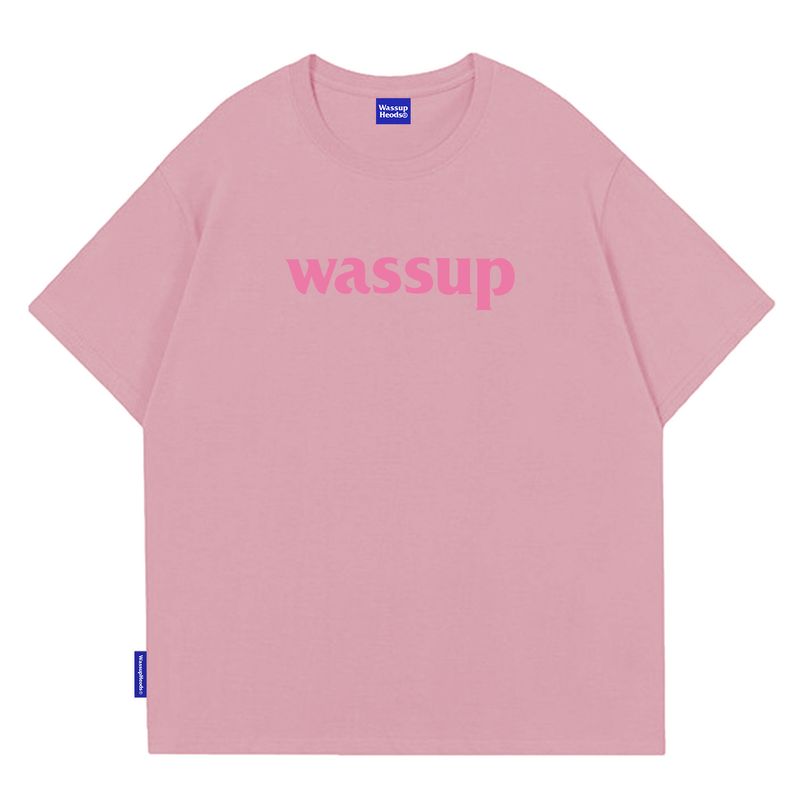 Wassup Heods Simple T-Shirt with Built-In Trendy Solid Color Pure Cotton Casual Top for Men and Women Official Store