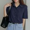 Korean Style Commuting Loose Short-sleeved Shirt for Women Summer Thin Design Versatile Shirt