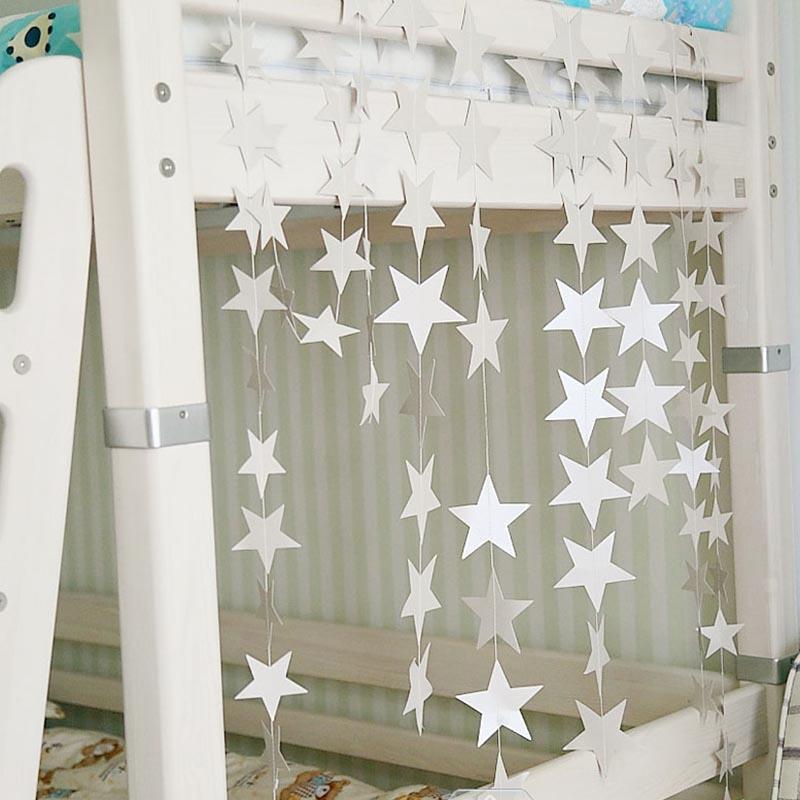 4M 7cm Shining Star Paper Drop Garland Banner Gold Silver Bunting Banner For Baby Shower Kids Room Wedding Hanging Decoration