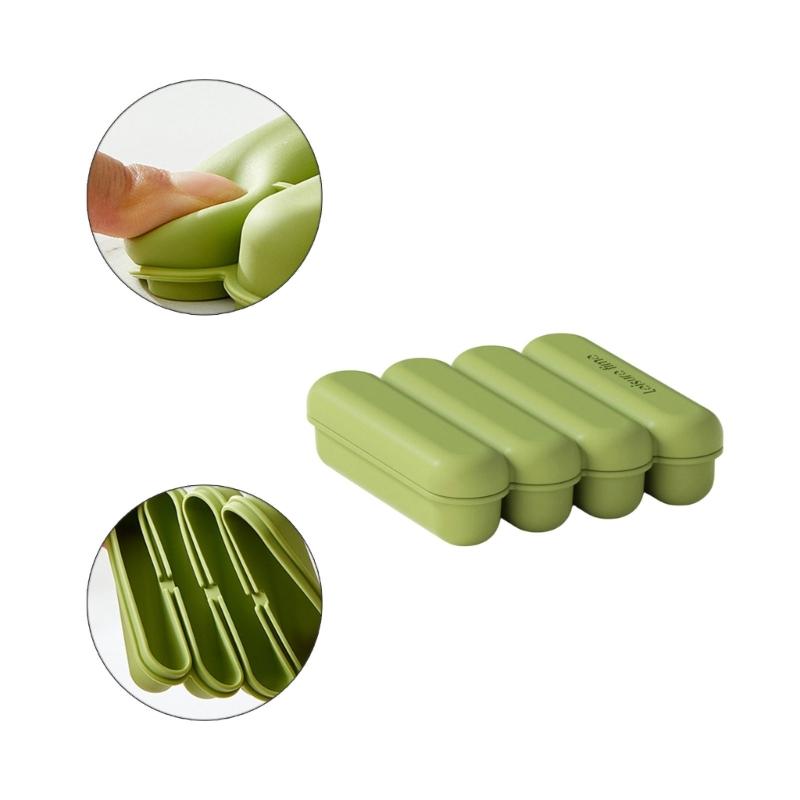 Flexible Silicone Ice Molds 4 Grids Ice Cubes Tray with Lid Suitable For Chilling Beverages And Parties