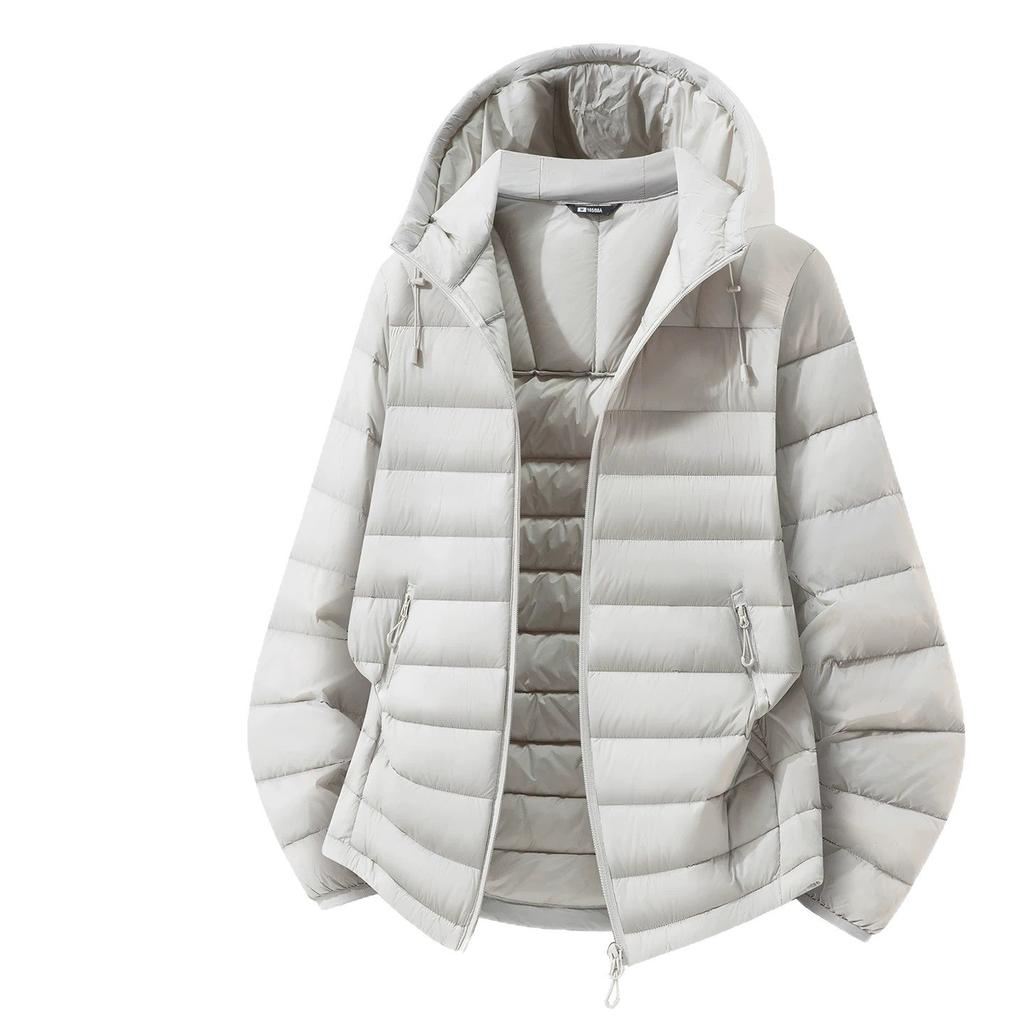 JP ribs down jacket women's new autumn and winter light and thin small man huge good-looking duck down liner hooded jacket men