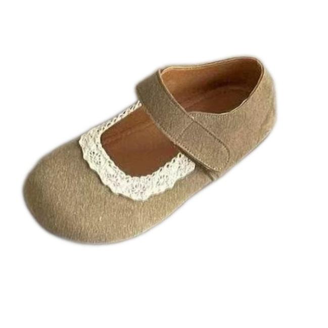 Flat-soled Single Shoes Women's 2025 Spring and Autumn New Mori Round Head Shallow Mouth Velcro Soft-soled Retro Mary Jane Doudou Shoes