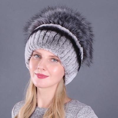 Cappello Invernale da Donna in Pelliccia Sintetica di Coniglio Rex Stile Coreano con Protezione per le Orecchie