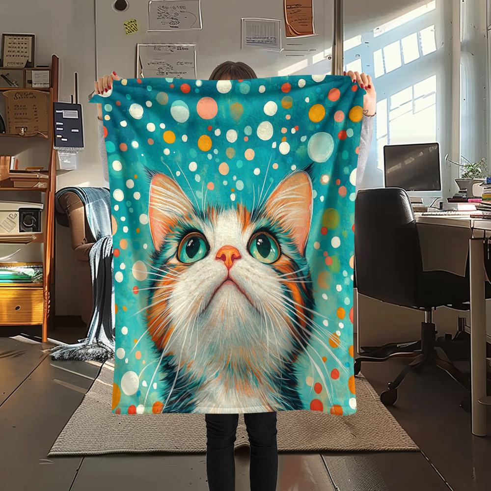 Vintage Art Cats Print Flannel Blanket, High quality Comfortable for All Seasons, Home Decor, Warmth and Comfort