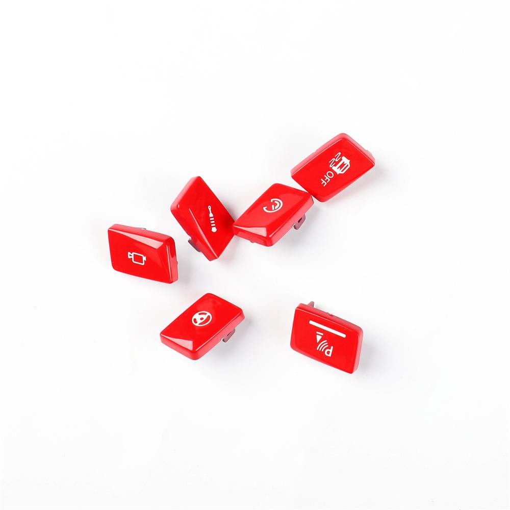 6Pcs/Set Gear Shift Switch Button Trim Red For BMW M3 F80 15-19 M4 F82 15-20 LHD