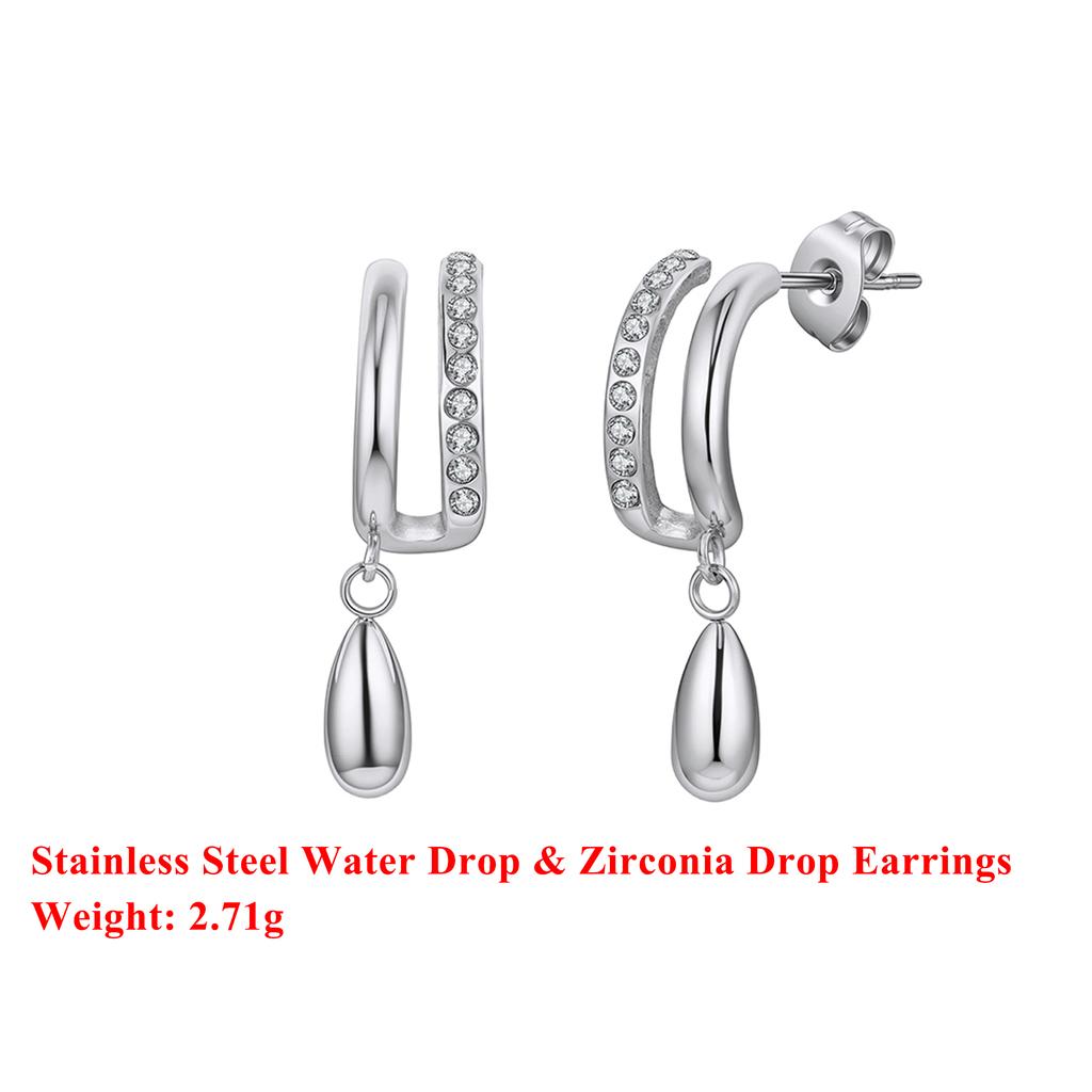 Effie Queen Edelstahl 18 Karat Gold Wassertropfen Zirkonia Tropfenohrringe Feiner Schmuck für Damen Hochzeitsfeier Bankett Geschenk STKE26