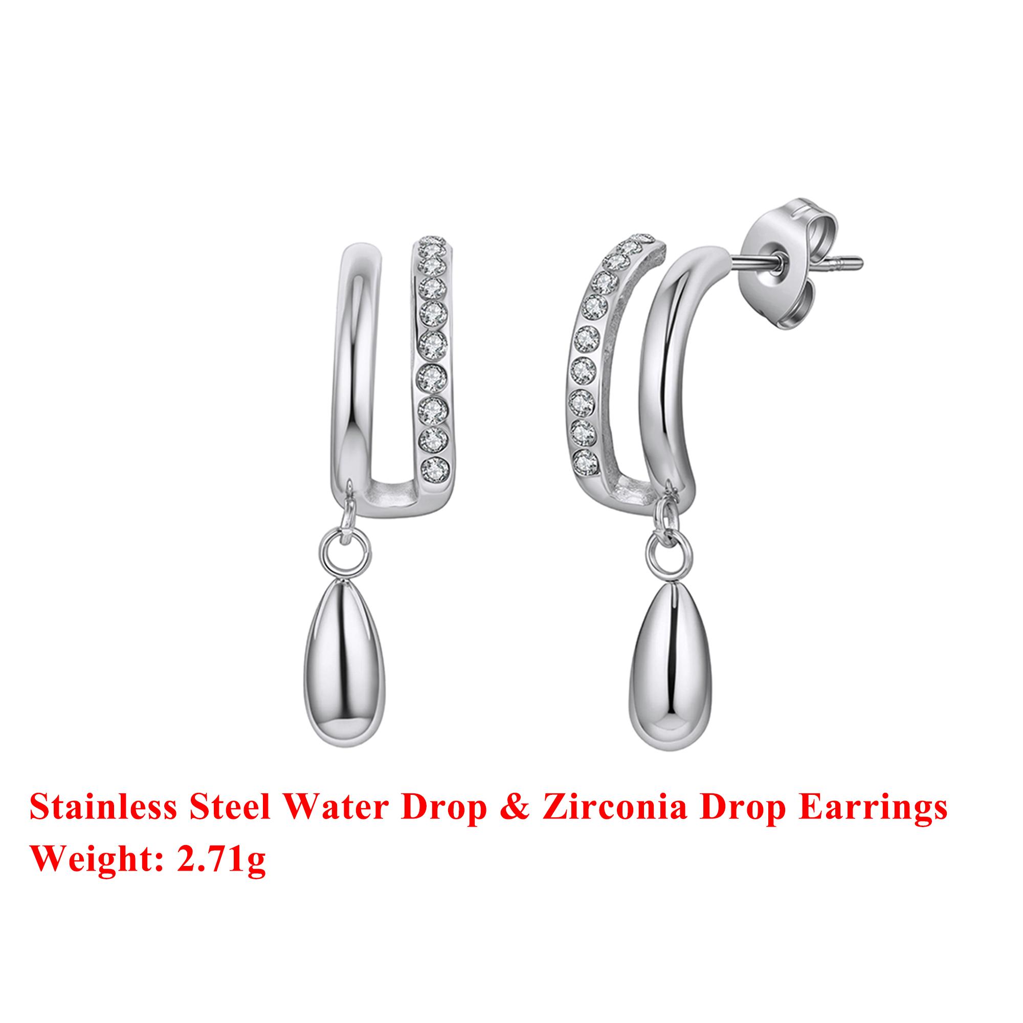 

Effie Queen Stainless Steel 18k Gold Water Drop Zirconia Drop Earrings Fine Jewelry for Women Wedding Party Banquet Gift STKE26