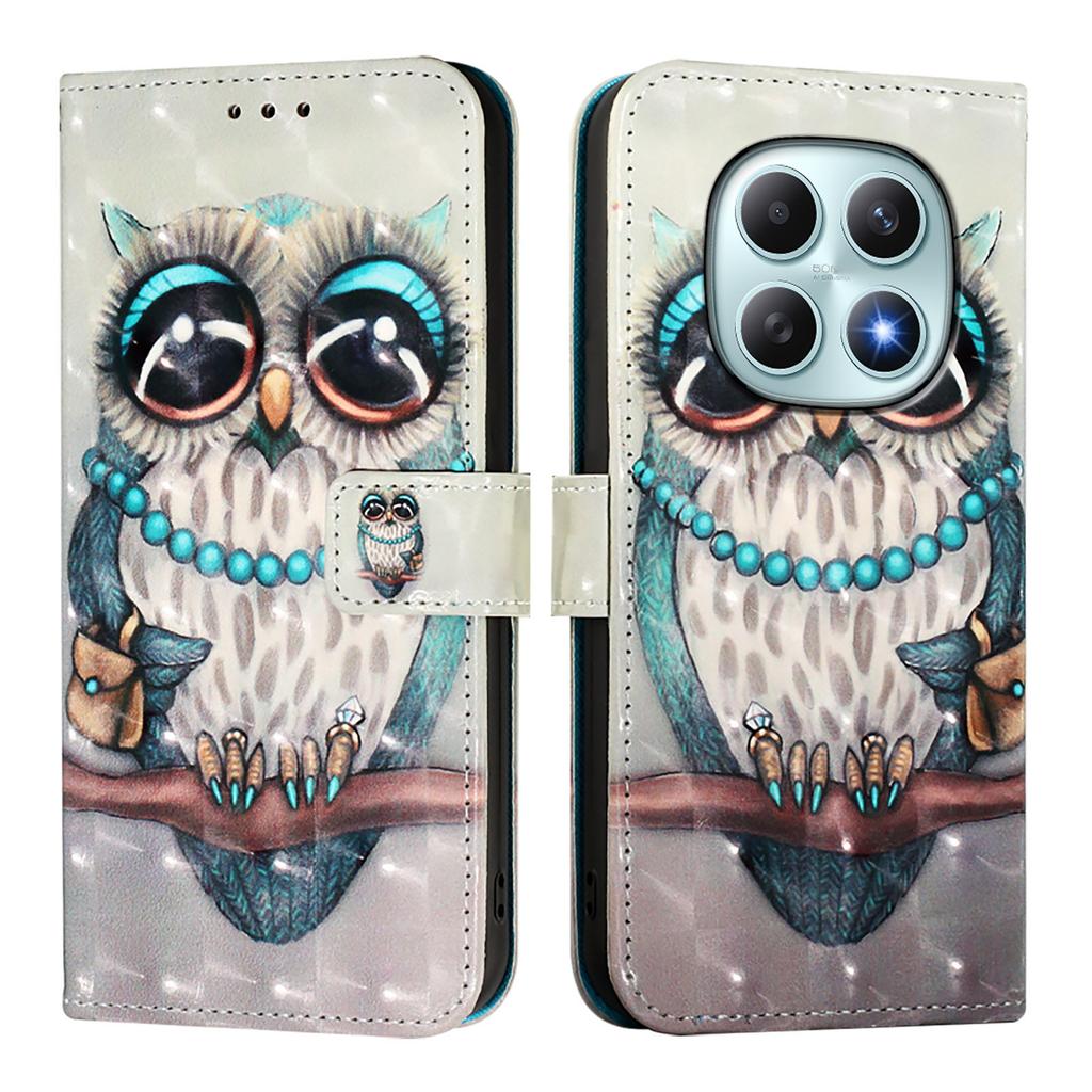 Dla Xiaomi Poco M8 5G/Redmi Note 15 5G (Światowy)/15 4G (Światowy) Skórzane etui z nadrukiem wzoru Portfel Stojak Pokrowiec na telefon komórkowy ze smyczą