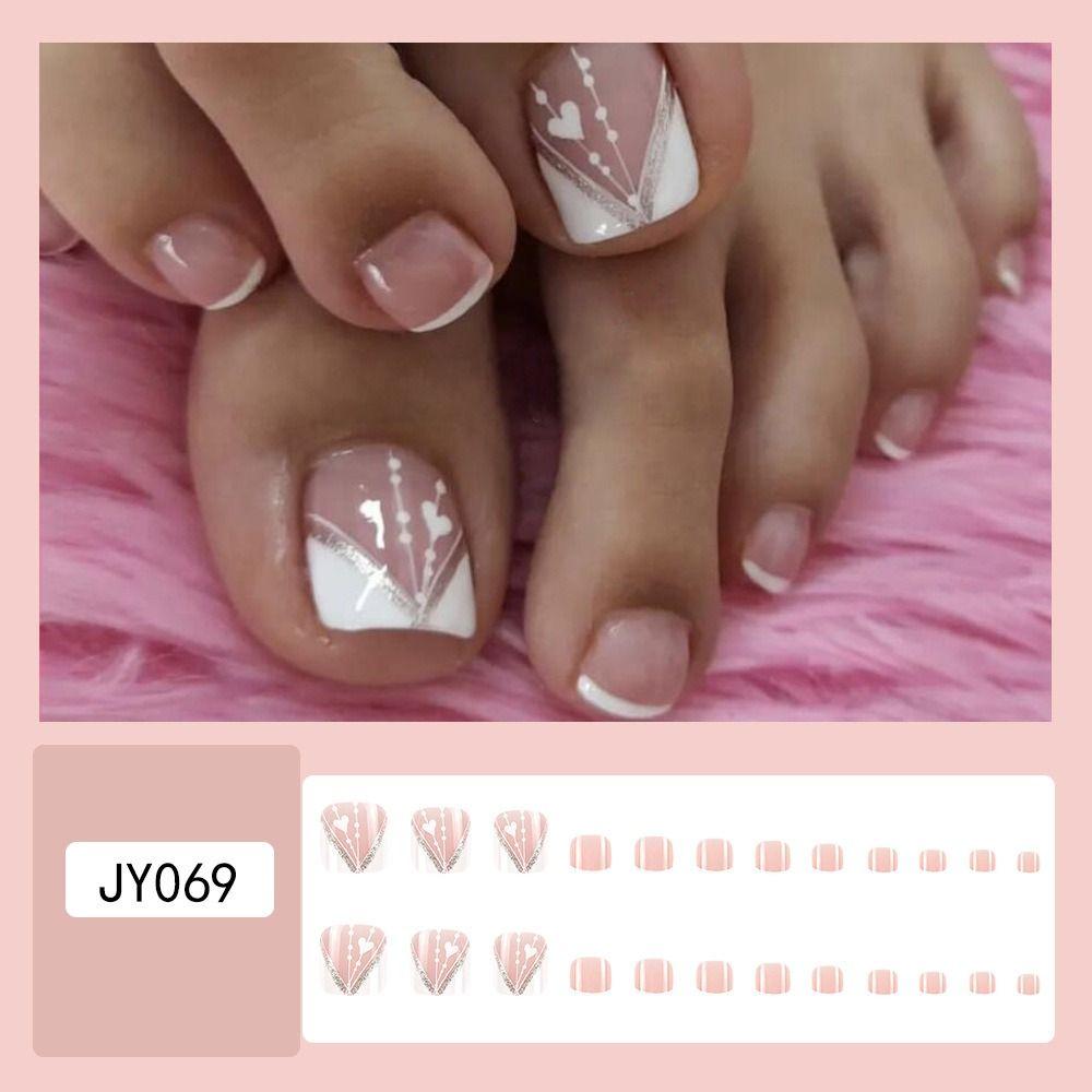 Faux Fingernails False Toe Nails Square Head Foot Nail Tips Detachable Fake Toenails  Women