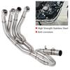 Motorcycle Full Exhaust System, Front Vent Pipe Link, Connection for YZF R6 2006 2018, High Strength Stainless Steel, Anti- , 51mm Muffler,