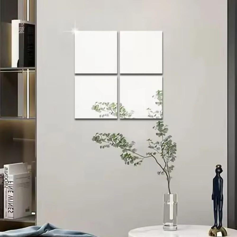 Self-Adhesive Mirror Wall Stickers 1.6mm Thick 20/30/40cm Acrylic Mirror Sheet Flexible Living Room Decor Makeup Mirror Bathroom