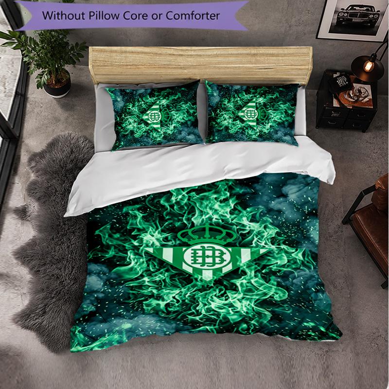 Real Betis Football 3 Piece Bedding Set Soft Duvet Cover Set with Pillowcases Printed Bedroom Decor Set for Home