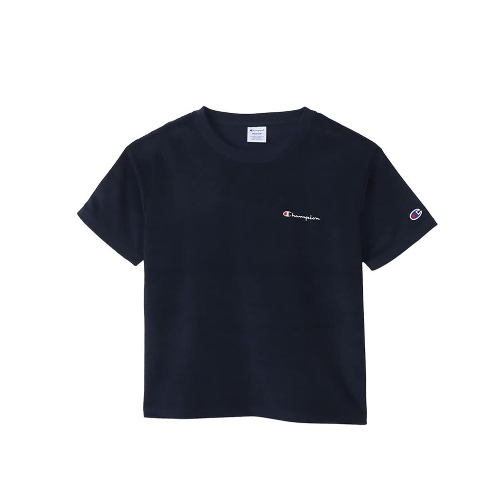 Champion Short Crew Relax Embroidered Script Short Sleeve L T-Shirt, Sleeve, Neck, Fit, Logo, T-Shirt, Women's Basic, CW-X341, Navy,