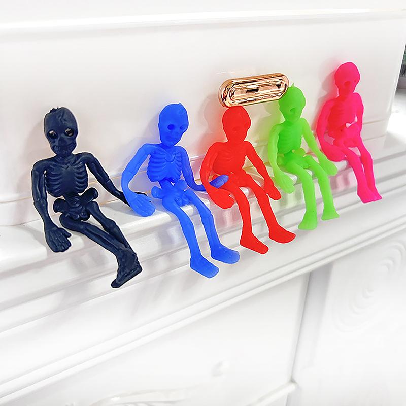 5Pcs Halloween Stretchable Skeleton Party Favors Tpr Soft Rubber Zombie Horror Ventilate Stress Relief Toy Halloween Kids Gifts