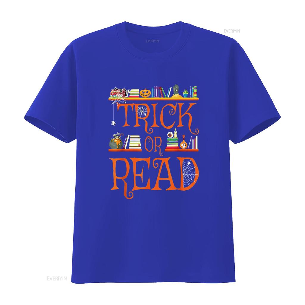 Halloween Book Lovers Librarian Trick or Read Library Event T Shirt vintage Washed Top For Everyday Wear Stretched graphic