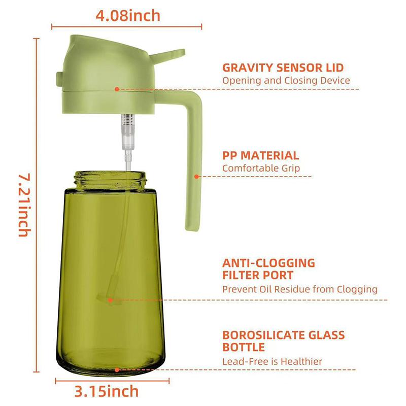 2-In-1 Dark Glass Oil Sprayer Olive Oil Dispenser Black Lightproof Oil Sprayer For Cooking Salads And Barbecues Barbecue Tools
