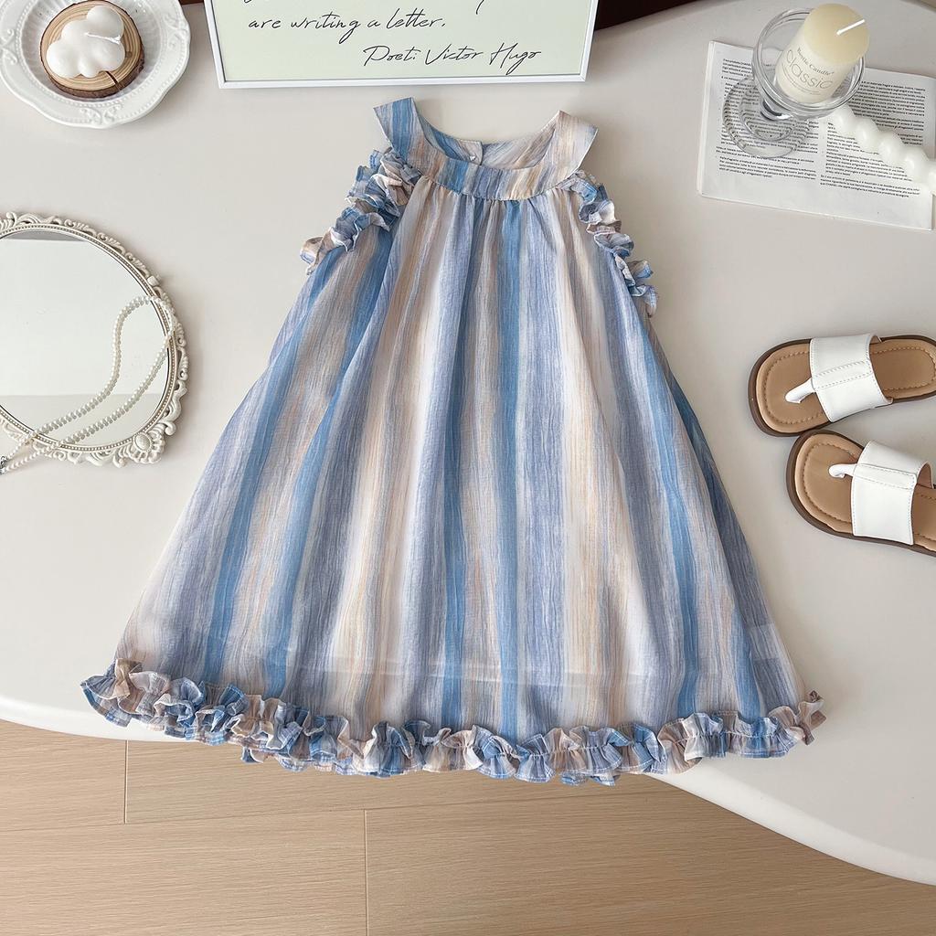 Girls Summer Sleeveless Princess Dress With Sweet Ruffled Hem Cute Party Dress For Kids Children Casual Sundress