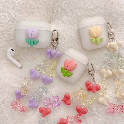 3d Flower Tulips Crystal Bracelet Cute Ins Earphone Charging Box For Apple Airpod Pro 1 3 2 Wireless Bluetooth Cartoon Case