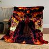 "Fiery Warrior and Monster Scene" Patterned Blanket, Flannel, Suitable for All Seasons, Home Decor, Warm and Cozy