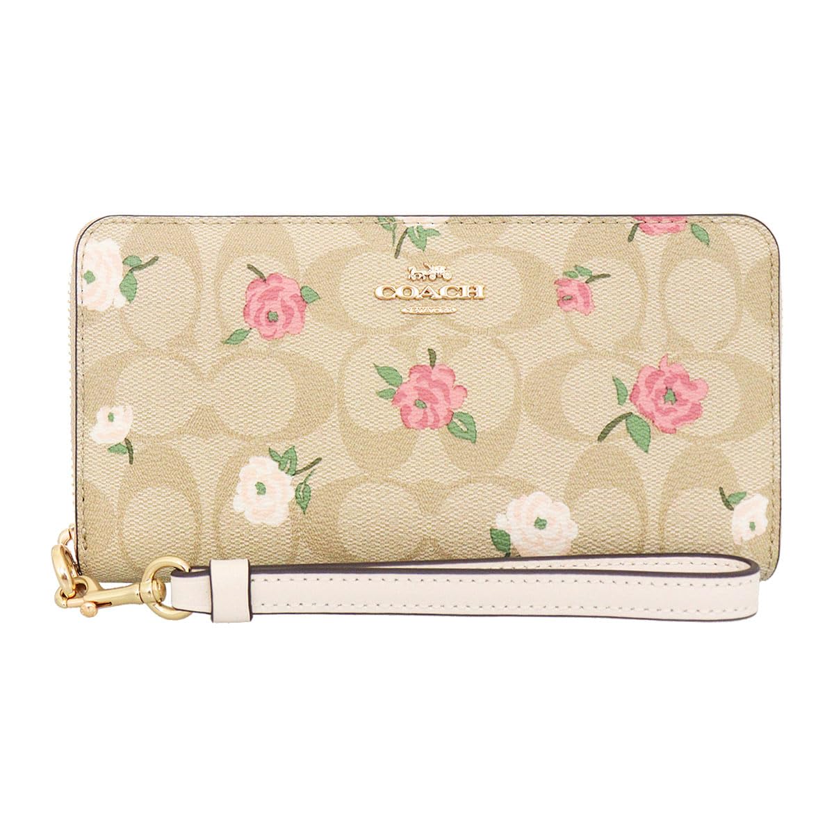 

Кошелек FCR966 CR966 Light Khaki x Chalk Multi Luxury Signature Flower Print Длинный женский кошелек на молнии [Coach] (Длинный кошелек) (с ремешком) [Выход
