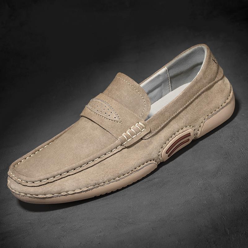 

Loafers men s spring new trendy soft-soled one-pedal flat-soled non-slip breathable versatile casual men s shoes Doudou shoes 38 пісочний